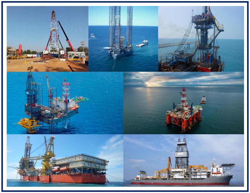 OPS-OES rig and MODU inspection sites — land rigs, jack-ups, semi-submersibles, and drillships